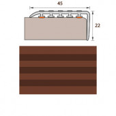 Порог для ступеней прорезиненый, 45*22*1350мм, "Коричневый",  Идеал
