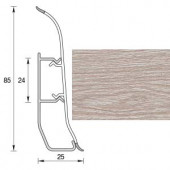 Плинтус "Ясень серый", кабель-канал, мягкий край, 85*2500мм